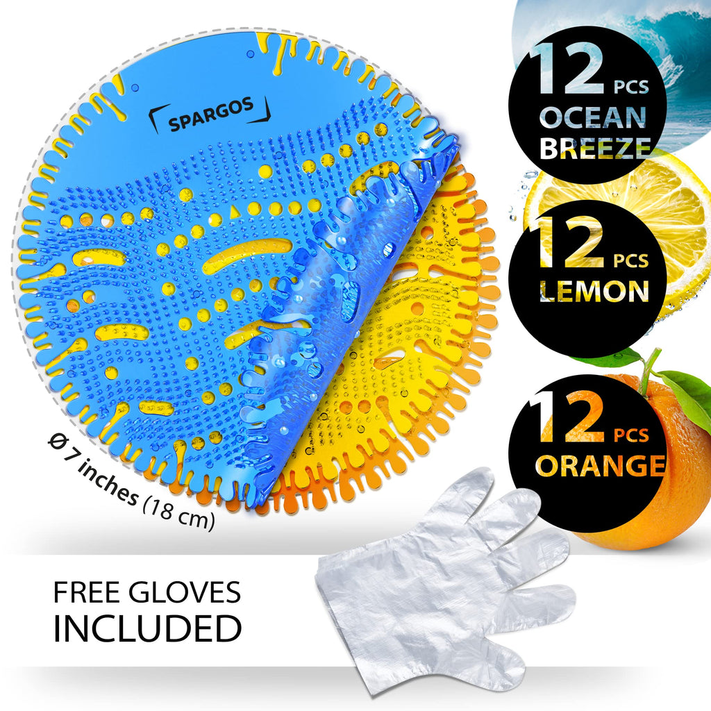 Spargos Urinal Screen Deodorizer, 36 Pack, Anti-Splash Cakes