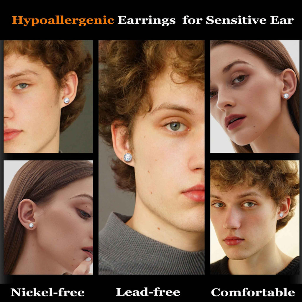 LOLIAS Moissanite Flat Back Stud Earrings for Women Men 925 Sterling Silver
