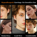 LOLIAS Moissanite Flat Back Stud Earrings for Women Men 925 Sterling Silver
