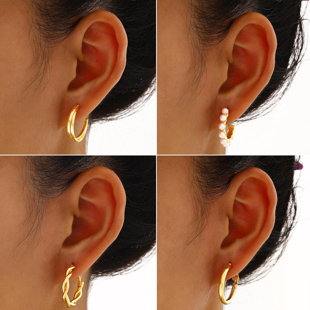 FAXHION 68 Pcs Gold Jewelry Set for Women with 7 Necklace, 17 Bracelet, 5 Hoop Earrings, 15 Stud Earrings, 24 Knuckle Rings for Women Jewelry Set for Women Gift