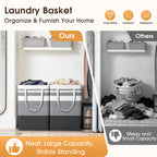 HomeHacks 2 Pack Large Laundry Baskets, Laundry Hampers Bags (Grey 75Lx2)
