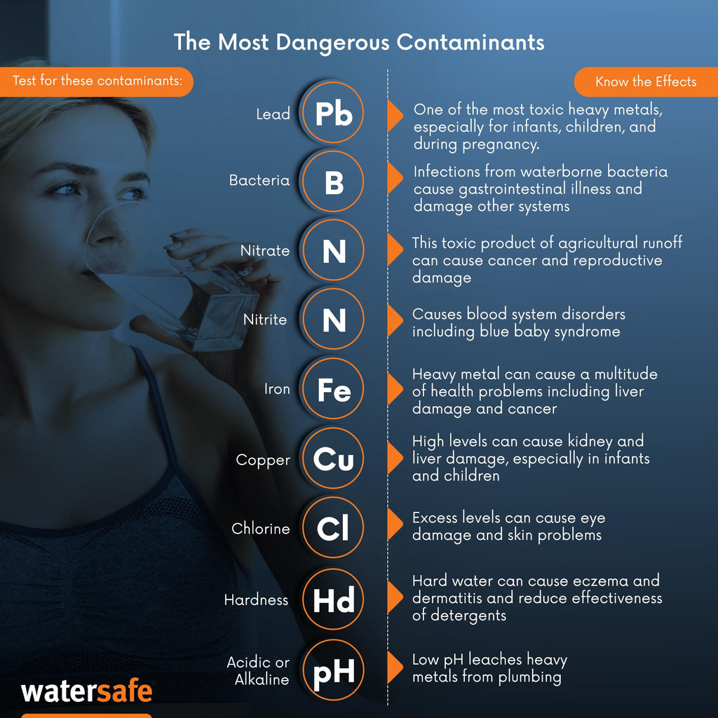 Watersafe The Original Water Testing Kit for Drinking Water, Well and Tap Water, Sensitive Lead in Water Test, Bacteria, Hardness, pH, Nitrates, Easy Instructions, Lab-Accurate Results, 2 Pack