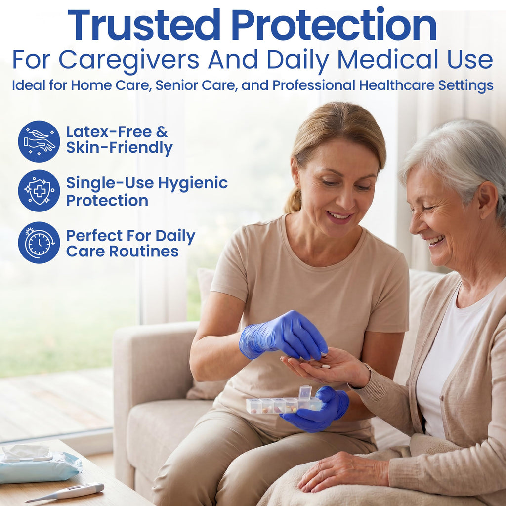 ProCure Disposable Nitrile Exam Gloves 200 Count - Latex Free, Powder Free, Food Safe, Textured Fingertips, for Medical & Food Prep