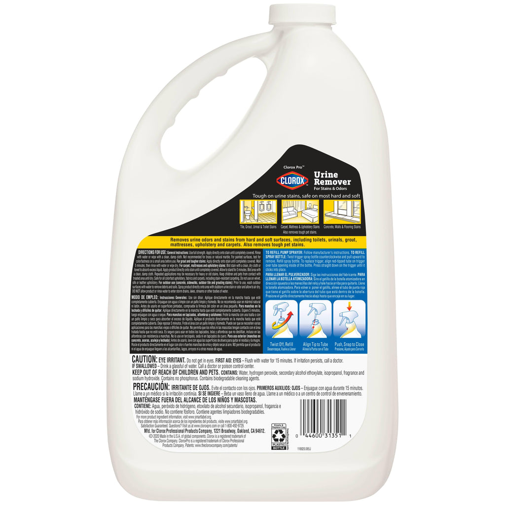 CloroxPro Urine Remover for Stains and Odors Refill, 128 Ounces Each, Pack of 4 (Package May Vary)