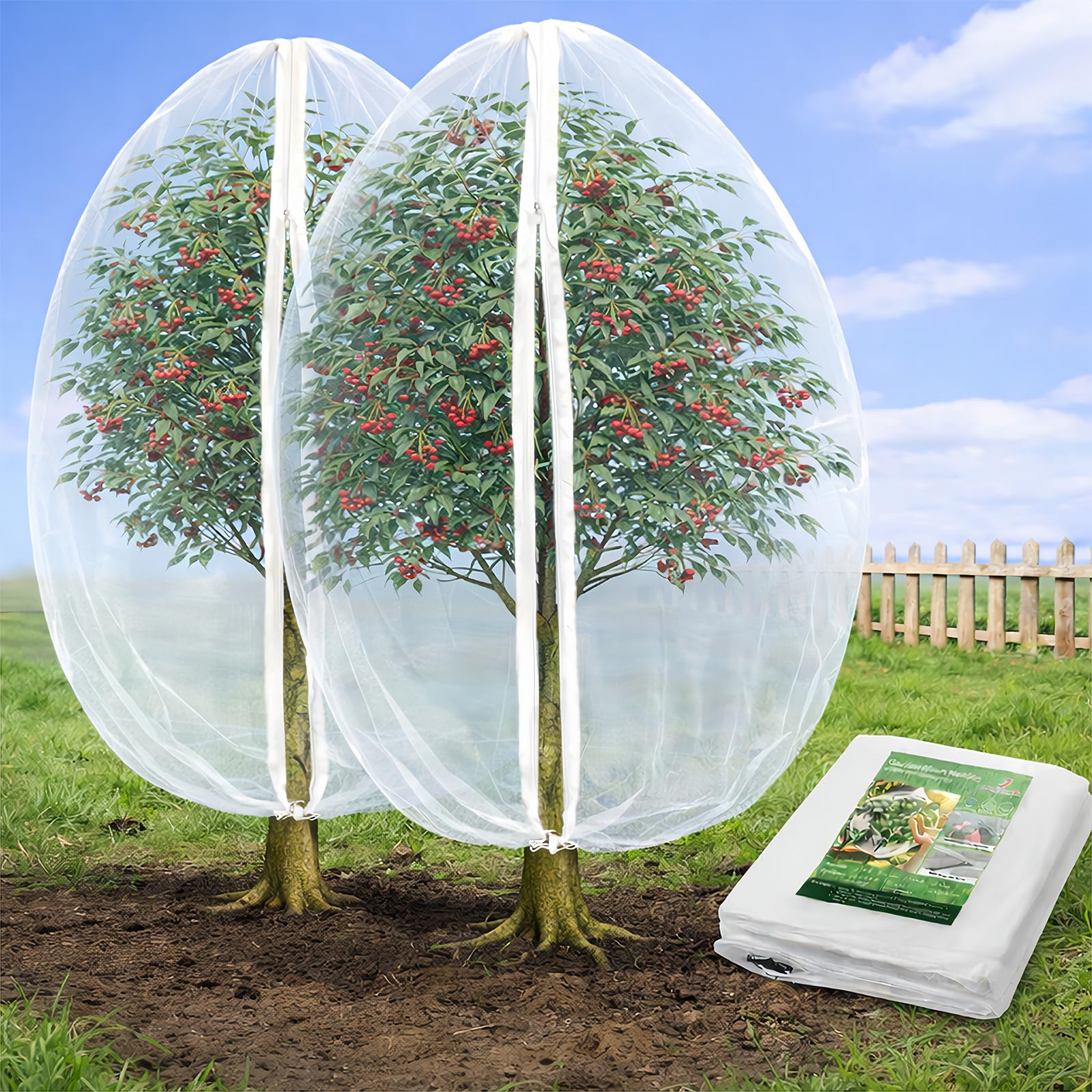 Jevrench 2-Pack 4 x 6 ft Garden Netting Bags with Zipper and Drawstring
