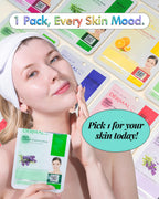 DERMAL 26 Combo Pack Collagen Essence Korean Face Mask (Red & Green) - Hydrating & Soothing Facial Mask with Panthenol - Hypoallergenic Sheet Mask for All Skin Types - Natural Home Spa Treatment Mask
