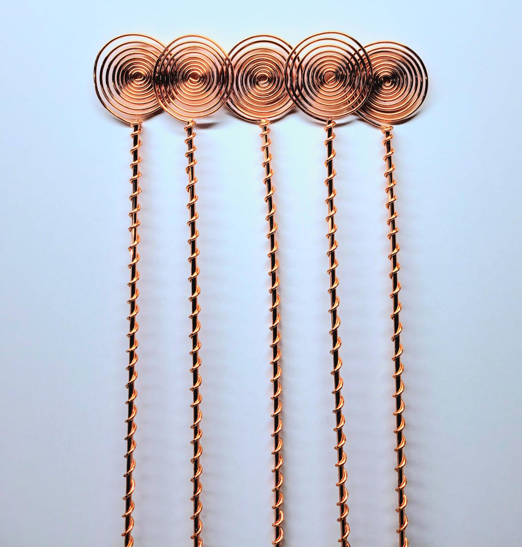 Electroculture Grows 24" Long Sun Spiral Top. Solid Copper Forever Stake. Electroculture Plant Stakes Pack of 5 - Wrapped with Pure Solid Copper
