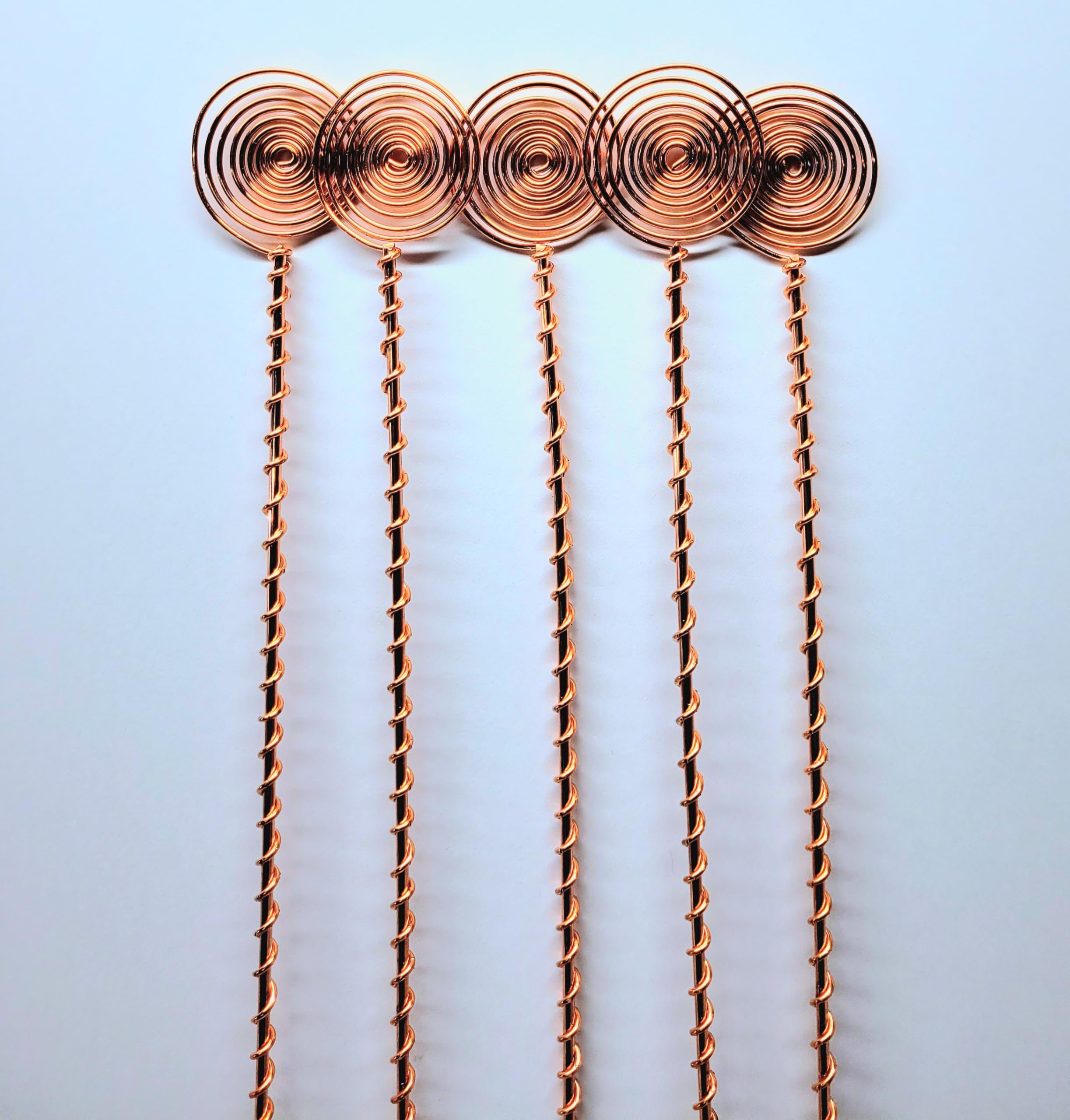 Electroculture Grows 24" Long Sun Spiral Top. Solid Copper Forever Stake. Electroculture Plant Stakes Pack of 5 - Wrapped with Pure Solid Copper