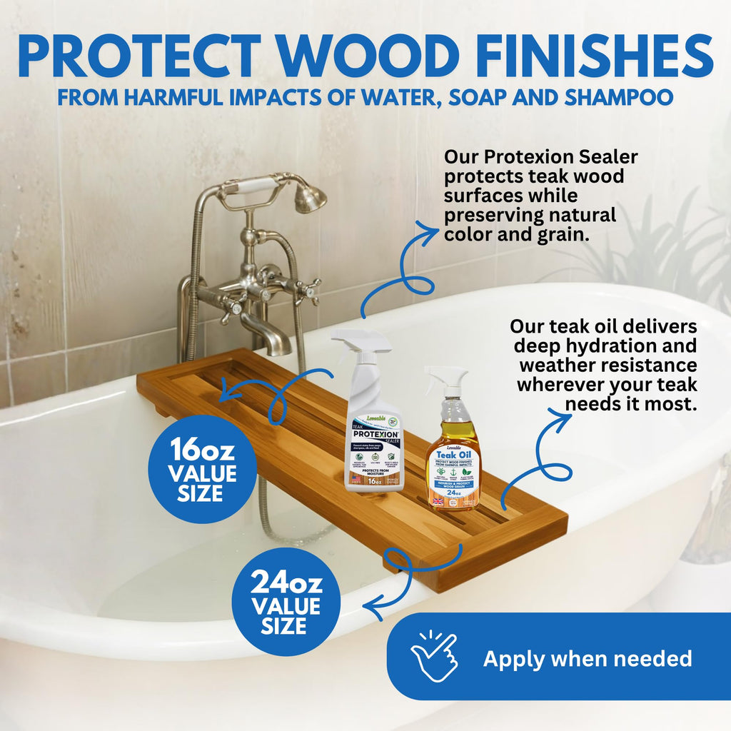 EcoDecors Loveable 24 oz Spray Bottle Teak Oil and Loveable Protection 16 oz Teak Sealer For Outdoor Furniture