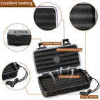 Flauno Travel Cigar Humidor Case - Portable Humidor Kit with Lighter (Without Gas), Cutter, Holder, Humidifier & Dropper, Waterproof, Crushproof, Airtight Seal (Holds up to 5 Cigars)