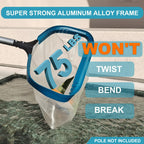 POOLWHALE Pool Net - Professional 20" Swimming Pool Leaf Skimmer Rake, Aluminum Frame Deep Nylon Bag, Ultra Fine Mesh Nets for Cleaning Leaves, Sand, Pollen, Finest Debris (No Pole)