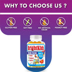 BrightKids Focus Gummies for Kids & Teens – Brain Gummies for Memory and Focus, Omega 3 DHA Brain Vitamins for Kids, Attention & Learning Support Childrens Vitamins, Drug-Free, Made in USA, 60 Count