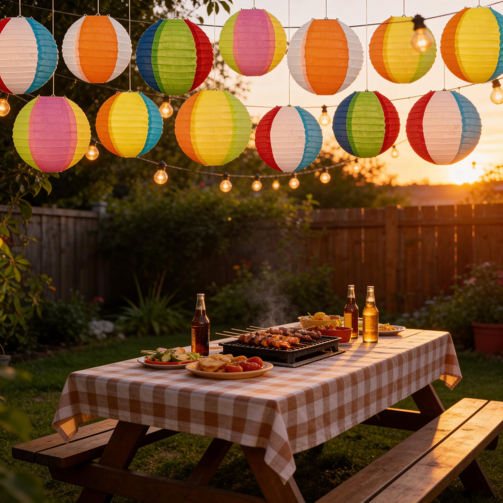 Renbuzhu 30PCS Beach Ball Paper Lanterns Bulk Pool Summer Luau Hawaiian Tropical Hanging Party Decorations Indoor Outdoor