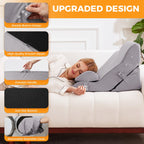Ruqmuis 4PCS Wedge Pillow Set for After Surgery, Adjustable Back Pillow for Bed Sitting up, Acid Reflux, Bed Wedge Pillow Headboard for Sleeping&Snoring, Orthopedic Pillow for Post Surgery, Plush Grey