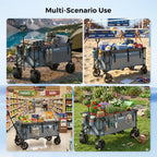 SUNNYFEEL 49" L Foldable Wagon Cart with Big Wheels - 550lbs Heavy Duty Extra Long Collapsible Shopping Cart - Utility Grocery Wagon for Garden Sports Camping Outdoor Activities (Blue)