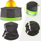 SATINIOR 3 Pcs Sun Hard Hat Neck Protection High Visibility Full Brim Mesh Sun Protection Bandana Headband Arm Sleeves with Reflective Strap for Construction Helmet Hard Hat(Dark Gray)