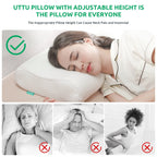 UTTU Cervical Pillow for Neck Strain Relief, Memory Foam Neck Pillow for Sleeping, Adjustable Orthopedic Sandwich Pillow, Contour Cooling for Side Back Stomach Sleeper, King(27.6"×15.7"×5.2"/4.5")