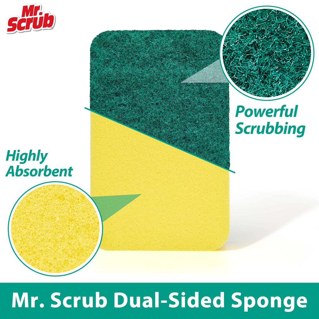 Mr. Scrub Sponges Kitchen Scrub Dish Sponge Scouring Pad, 48 Pack Cleaning Brush Scrubber Supplies for Soap, Dishwashing Dinnerware Sets Pan Pot Towels Cloth Rags Holder Glass Dishwasher Sink Bathroom