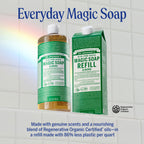 Dr. Bronner's Pure-Castile Magic Soap Liquid- Made with Regenerative Organic Certified Oils- For Body, Face, Hair, Dishes, Laundry, Vegan Bath Soaps for Men & Women, Non-GMO- Almond, 32oz + Refill