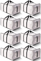 HOMESURE Supports 200lbs Heavy Duty Moving Bags - Strong Zipper & Wrap-Around Handles - Water-Resistant Storage Totes, Durable Alternative to Moving Boxes - 8 Pack - Semi-Transparent