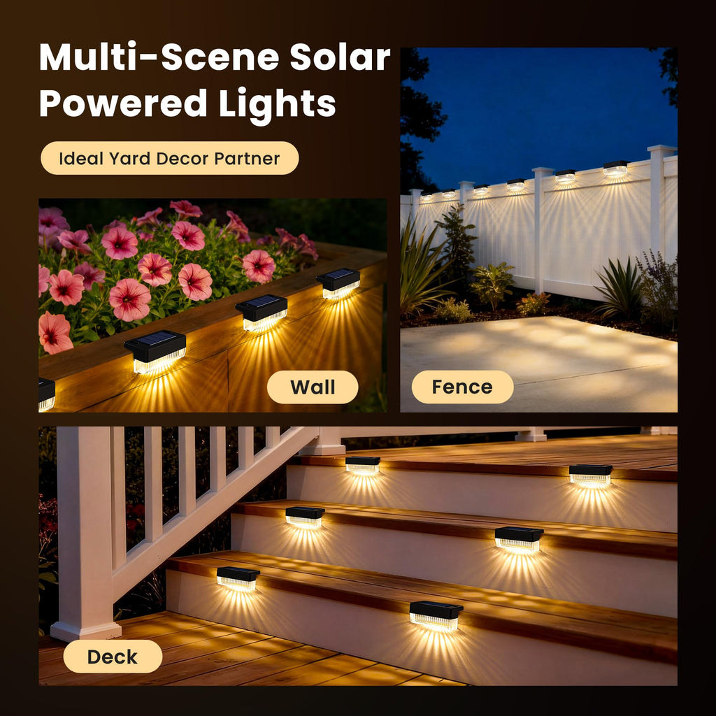 COOZAMING Solar Deck Lights Outdoor 24 Packs, Solar Powered LED Step Lights Waterproof Outdoor for Deck, Step, Fence, Wall, Patio, Yard, Pool, Pathway and Stairs (Warm White)