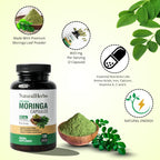 NaturalHerbo Pure Moringa Capsules - Pure Moringa Leaf Extract for Natural Energy, Digestion & Daily Wellness | Green Superfood Supplement | Vegan, Non-GMO, Gluten-Free | 120 Capsules (800mg)