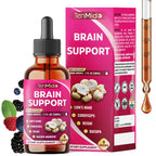 Tenmido Brain & Focus Support Liquid Drops - 8in1 with Lions Mane, Cordyceps, Reishi, Bacopa, Ginkgo Biloba, Phosphatidylserine, Rosemary, and Gotu Kola - 30ml 1 Fl Oz