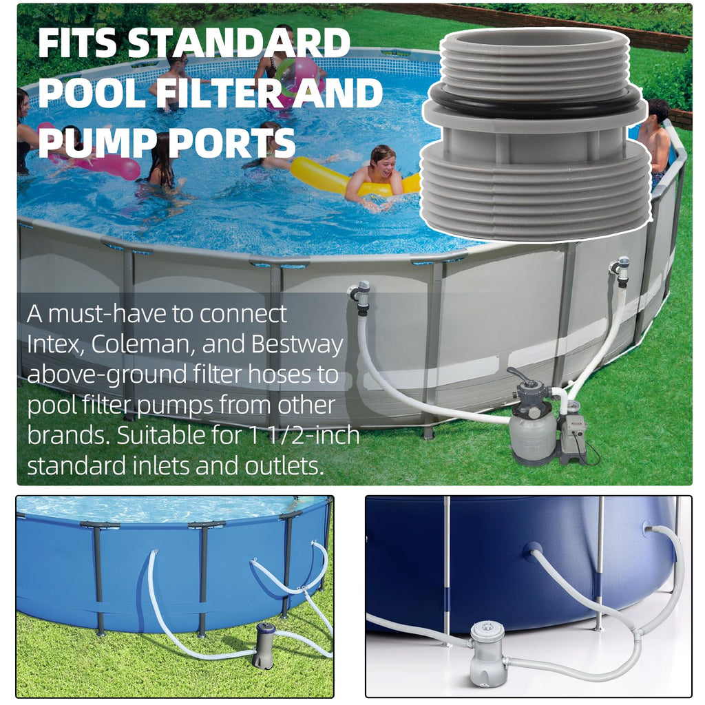 TonGass (4-Pack) 40mm to 1 1/2" Filter Hose Conversion Kit, Above Ground Pool Adapter Connects 40mm Hoses to Standard 1 1/4" or 1 1/2" Filter Ports