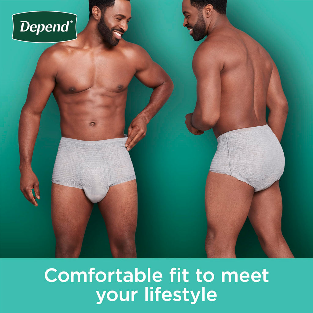 Depend Fresh Protection Adult Diapers, Incontinence Underwear for Men, Disposable, Maximum, Small/Medium, Grey, 19 Count, Packaging May Vary