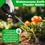 Diatomaceous Earth Powder Duster, 8OZ Garden Powder Applicator Dispenser with Long Metal Tube, Bulb Duster Sprayer for Home Organic Gardening Agricultural Supply (Black,1 Pack)
