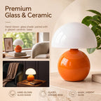 Dawnwake Mushroom Lamp Table Lamp for Bedroom,Desk Bedside Small Lamps for Living Room Night Stands,Mushroom Decor Cute Mini Modern Mid Century Lamps,Unique Aesthetic Home Living Room Decor(Orange)