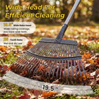 Rake for Leaves - 25 Tines Heavy Duty Metal Rake Set with Leaf Scoops & 53 Gallon Bag, Adjustable 67.5" Garden Rake, 3-in-1 Tool for Yard Pine Needle Grass Cleanup