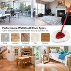 Mop Replace Heads Mop Handle and Mop Base Replacement for O Cedar EasyWring 1-Tank Spin Mop System, 2 Microfiber Mop Head Refills, 4-Section Iron Mop Handle 30-58in and 1 Mop Head Cover Set(No Bucket)