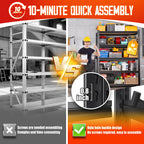 71"H-32"W-14"DGarage Shelving-5 Tier Garage Storage Shelves,Adjustable Heavy Duty Metal Shelving Unit and Storage Large Rack,Utility Steel Shelf For Warehouse Industrial Pantry Basement Organizers