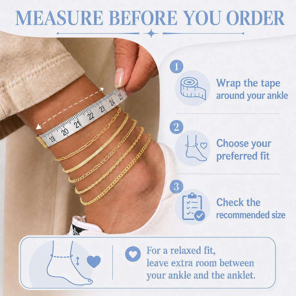 AOZEL Plus Size Gold Anklets Set Large Ankle Bracelets for Women Waterproof Non Tarnish 12 inch