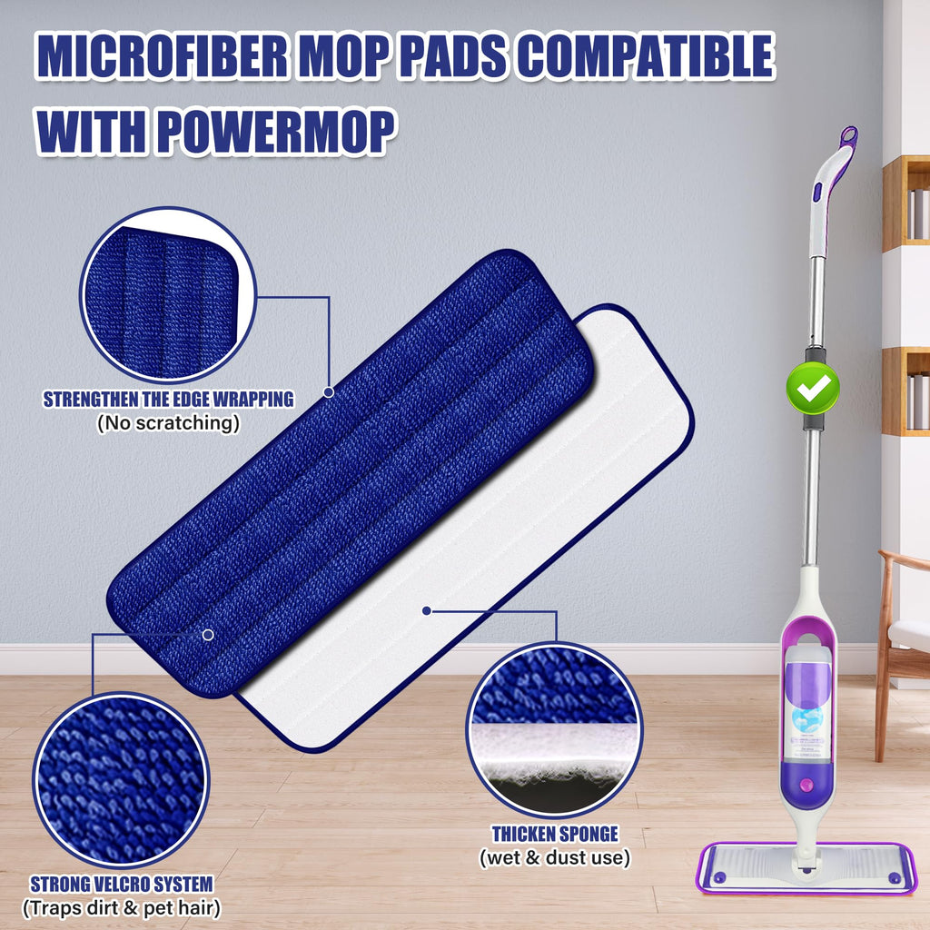 Microfiber Spray Mop for Floors Cleaning: Wet Dry Hardwood Floor Mops with 3 Washable Reusable Pads for Swiffer Powermop - Flat Mop with Sprayer for Tile Wood Laminate Vinyl Marble
