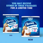 Charmin Ultra Soft Cushiony Touch Toilet Paper, 24 Family Mega = 123 Regular Rolls, White