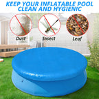 8FT Round Inflatable Above Ground Pool Cover, Round Pool Cover with Drawstring Design for Easy Installation,Solar Covers for Outdoor Inflatable Swimming Pools,Prevent Leaves, Debris and Dust