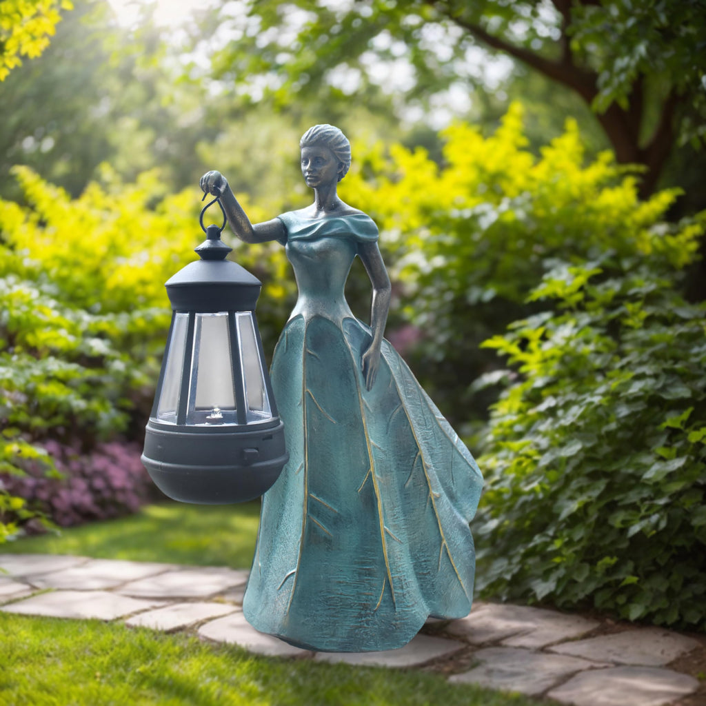 Sheaifun Fairy Garden Statue Solar Garden Decor Resin Fairy Statue with Lights Angel Fairy Decor Outdoor Yard Statues Gardening Gifts for Women 9.5x5.5x11.5 Inch