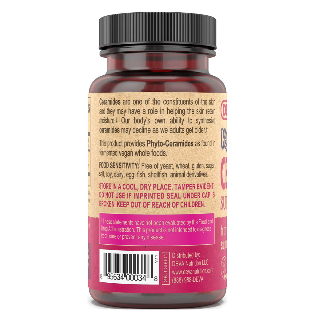 DEVA Vegan Vitamins Skin Restoring Ceramide Supplement Tablets, 60 Count, (Pack of 2)