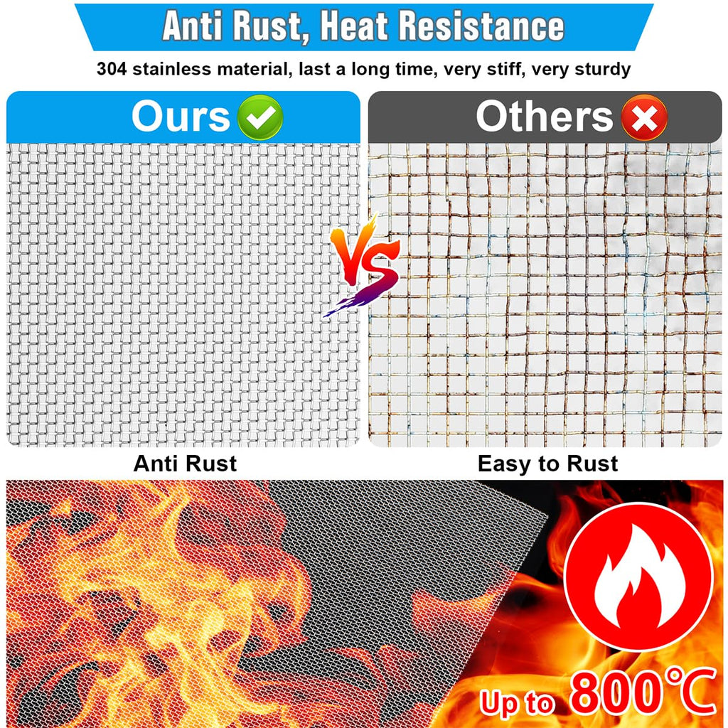 Valchoose 4PACK Stainless Steel Woven Wire Mesh Never Rust 11.8"X8.2"