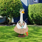 VioraWhite Fishing Goose Outfit Set Cute Lawn Porch Goose Costume Clothes for 23'' Cement Duck Outdoor Garden Yard Patio Camping Fishing Party Decoration