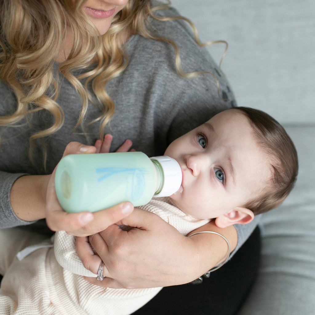 Dr. Brown's Anti-Colic Options+ Narrow Glass Baby Bottle, 4 oz/120 mL, with Level 1 Slow Flow Nipple, BPA-Free, 0m+, 2 Pack