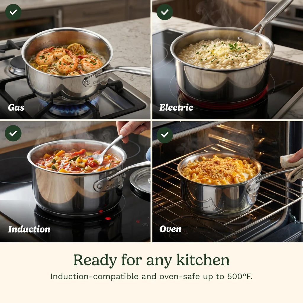 Cuisinart Chef's Classic Stainless Steel 1.5 Qt. Saucepan with Lid, 719-16