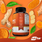 NutriFlair Turmeric Curcumin with Ginger and BioPerine Black Pepper Supplements, 180 Capsules - 95% Curcuminoids - Joint Support, Antioxidant, Anti Aging - Natural, Non-GMO, Vegan Best Maximum Potency