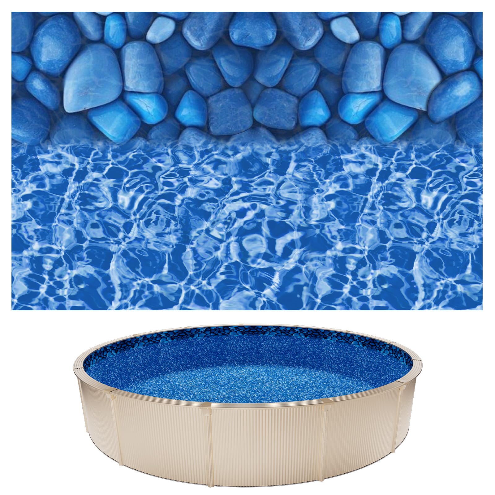 VEVOR 24-ft Round Above Ground Pool Liner, Unibead Pool Liners, Upgraded Thickened Gauge, 52inch Wall Height, Designed for Steel Sided Above-Ground Swimming Pools