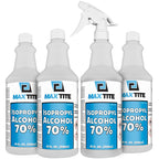 MaxTite 70% Isopropyl Alcohol (1 Gallon (4 Pack, 32 fl oz) - Includes Heavy-Duty Spray Nozzle - Made in USA