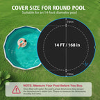 AGROAIDE 14ft Round Pool Cover, 420D Heavy Duty Oxford Fabric with Ratchet Tie Downs - UV Resistant, Cold & Keeps Out Debris