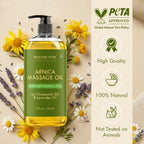 MAJESTIC PURE Arnica Sore Muscle Massage Oil for Massage Therapy - Refreshing and Relaxing - Natural Oils with Lavender & Chamomile Essential Oils - All Skin Types - Men & Women Massage Lotion-8 fl oz