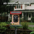 Smart Bird Feeder with Camera Solar Powered, 2K HD Video, AI Bird Species Identification, Instant Arrival Alerts, Weatherproof Design for Effortless Birdwatching, Best Gift for BirdLovers, Red